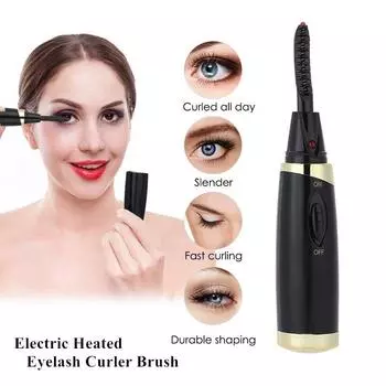 Портативная долговечная расческа для завивки ресниц и щипцы для завивки ресниц;Зажим с электрическим подогревом, инструмент для макияжа, принадлежности для удлинителей, кисть для глаз, косметические инструменты чёрный