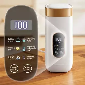 Портативная дорожная электрическая термокружка 650 мл, чашка для подогрева воды, кипятильник для молока, кружки, термокружки, чайник для подогрева чая и кофе белый