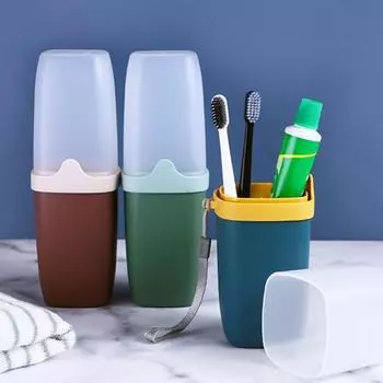Портативная дорожная чашка для мытья, многофункциональная коробка для хранения зубных щеток, держатель для зубной пасты красный/фиолетовый