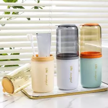 Портативная дорожная чашка для зубной щетки, водонепроницаемый держатель для зубной пасты, чехол для хранения, органайзер для хранения туалетных принадлежностей для путешествий серый