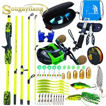 Портативная дорожная рыболовная удочка, комбинация 5 секций, удочка для литья, 12 + 1BB, катушка для приманки 5.5FT Rod&Reel Left Hand жёлтый