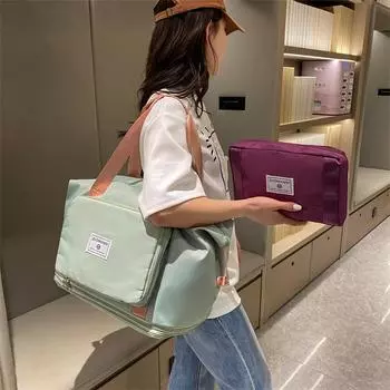 Портативная дорожная сумка, большая вместительная сумка для хранения, складная сумка на одно плечо, спортивная сумка для йоги и фитнеса для мужчин и женщин розовый/зелёный