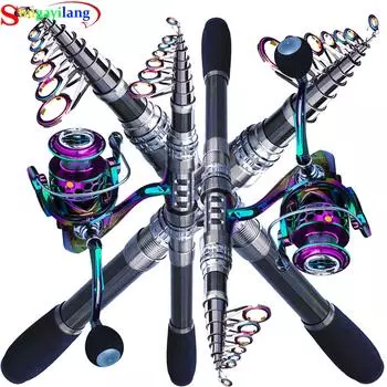 Портативная дорожная удочка SOUGAYILANG, телескопическая удочка из углеродного волокна 1,8–3,3 м с спиннингом 13 + 1BB 1.8M&1000