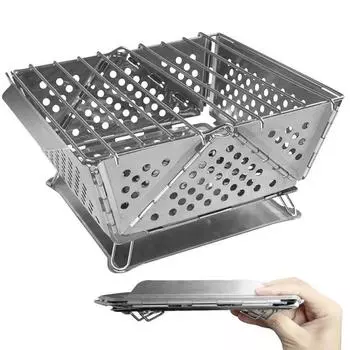 Портативная дровяная печь из нержавеющей стали, складной мини-гриль для барбекю, портативные дровяные печи, горелка, угольный гриль для барбекю, кемпинговый аксессуар белый