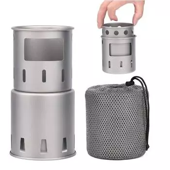 Портативная дровяная печь, складная походная печь, походная печь для пеших прогулок на открытом воздухе серебряный