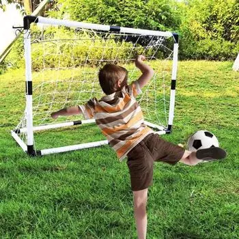 Портативная футбольная сетка для тренировок по броскам для детей, футбольные тренировочные ворота с мячом и насосом, складные футбольные ворота для тренировок в помещении и на открытом воздухе белый