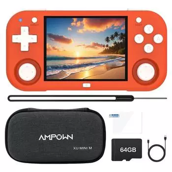 Портативная игровая консоль 2.8in IPS экран ретро симулятор видеоплеер(Оранжевый 64G)