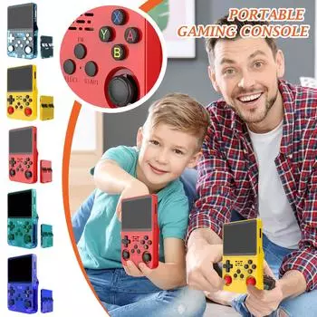 Портативная игровая консоль с 128 ГБ встроенной памяти, 20000+ игр, система Linux с открытым исходным кодом, 3,5-дюймовый IPS-экран, портативный карманный видеоплеер One Size синий