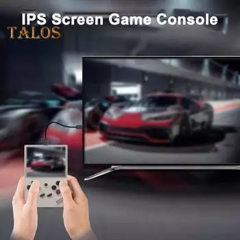 Портативная игровая консоль с 3,5-дюймовым IPS-экраном 5474 Классические игры Перезаряжаемое игровое устройство с HDMI-совместимым выходом на ТВ серый