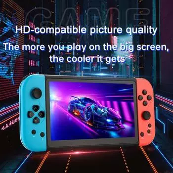 Портативная игровая консоль с 7-дюймовым TFT-экраном, более 1000 встроенных игр, поддержка нескольких эмуляторов красный/синий