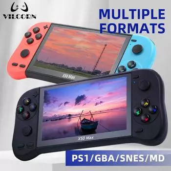 Портативная игровая консоль X50 Max с 5,1-дюймовым HD-экраном, портативный аудио-видеоплеер, классические ретро-игры для PS1 GBA SNES MD, подарок для ребенка