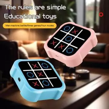 Портативная игровая консоль XO, игрушка, многофункциональная головоломка, шахматы, игра на память, 3 в 1, обучающая электрическая игровая машина для малышей, мальчиков и девочек, подарок синий