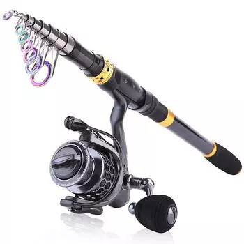 Портативная карбоновая удочка, телескопическая удочка 1,8-3,3 м, набор спиннинговых рыболовных катушек 13 + 1BB 1.8M&XY2000 Reel