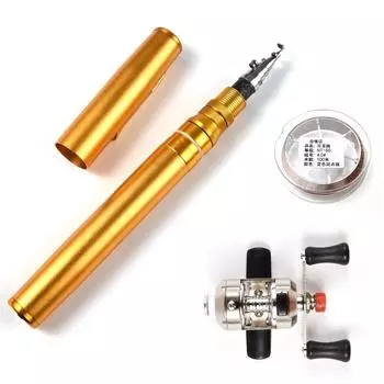 Портативная карманная телескопическая мини-ручка длиной 1,95 м в комплекте с удочкой и рыболовной катушкой 1.75m золотой