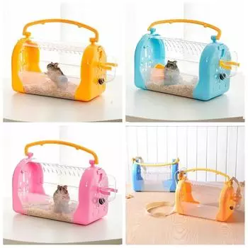 Портативная клетка для хомяка, дорожная переноска, прозрачные игрушки для хомяка, клетка, аксессуары, товары для домашних животных, белка красный