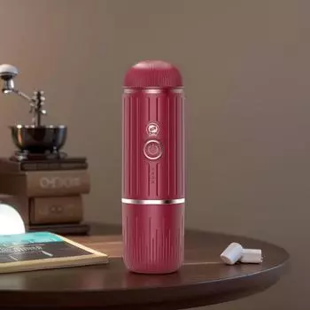 Портативная кофеварка электрическая эспрессо-машина совместимая с капсульным и молотым кофе 2 в 1 USB зарядка для домашнего офиса автофургона чёрный