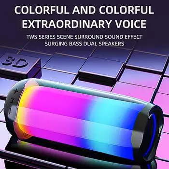 Портативная колонка для караоке BT с динамическим басом, 6-режимная светодиодная подсветка, меняющая цвет, поддержка голоса with 2 mic