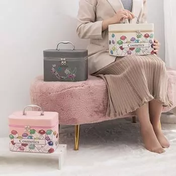 Портативная коробка для хранения косметики, сумка для хранения туалетных принадлежностей большой емкости на молнии, ванная комната розовый