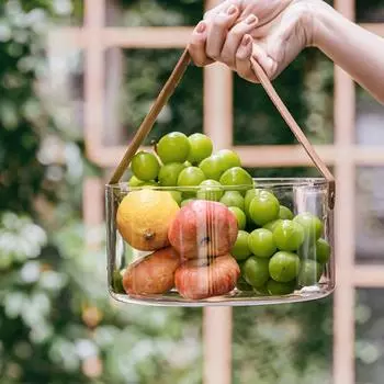 Портативная корзина для хранения фруктов, прозрачное пластиковое ведро для льда с ремешком для вечеринки, напитка, вина, шампанского, пива, охлаждающего контейнера