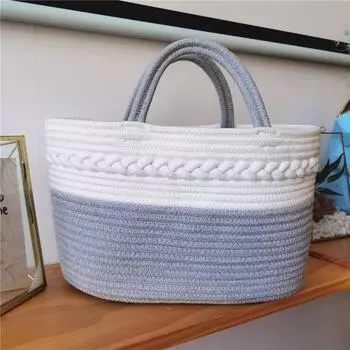 Портативная корзина для хранения из хлопковой веревки, игрушка для подгузников, журнал для жареного теста, овальная корзина для хранения 33*20cm