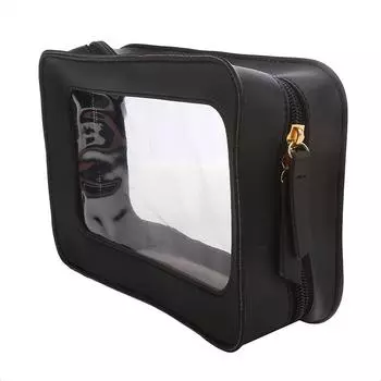 Портативная косметичка для путешествий, косметичка для хранения туалетных принадлежностей, водонепроницаемая прозрачная женская сумка-органайзер, дорожные сумки для стирки one size чёрный