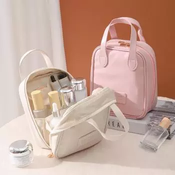 Портативная косметичка с большой вместимостью и высококачественной двухзамковой молнией Sense PU Портативная сумка для хранения в дороге с высоким внешним видом коричневый