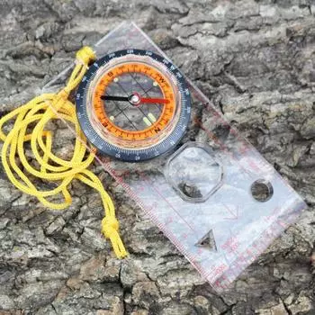 Портативная линейка компаса, многофункциональная линейка карт со шнурком для кемпинга, пешего туризма