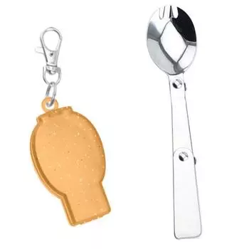 Портативная ложка из нержавеющей стали, вилка, складная походная посуда для кемпинга, посуда Spoon синий