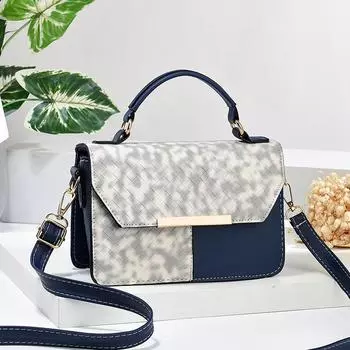 Портативная маленькая квадратная сумка в западном стиле, модная строчка контрастного цвета, практичная модная сумка на плечо для свиданий и покупок серый