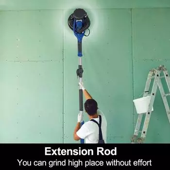 Портативная машина для полировки стен, 215 мм, 1380 Вт, шлифовальная машина для гипсокартона с наждачной бумагой, регулируемая скорость, шланг 2 м, светодиодный индикатор