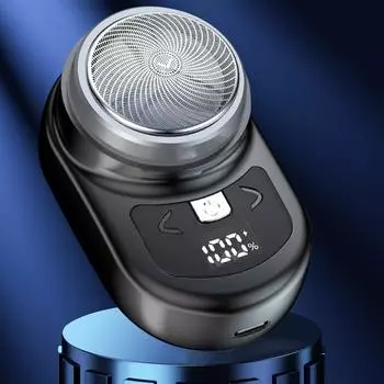 Портативная мини-бритва 180 мАч карманный размер бритвенный станок для бороды USB перезаряжаемый цифровой дисплей питания для путешествий бизнес офис серебряный