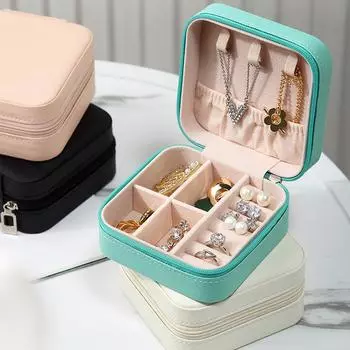 Портативная мини-коробка для хранения ювелирных изделий, дорожный органайзер, футляр для ювелирных изделий, кожаный чехол для хранения серег, ожерелье, кольцо, органайзер для ювелирных изделий, дисплей