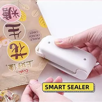 Портативная мини-машина для запечатывания пищевых пластиковых пакетов Машина для запечатывания закусок Пластиковые пакеты для запекания Бытовая ручная термоупаковочная машина белый