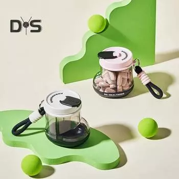 Портативная мини-таблетница с крышкой, большой вместимостью, несколькими отделениями, прозрачный дорожный футляр для таблеток, органайзер для дозатора лекарств розовый