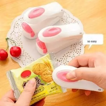 Портативная мини-термосварочная машина, импульсный герметик, упаковочный полиэтиленовый пакет (цвет: многокрасочный) 1 pcs розовый