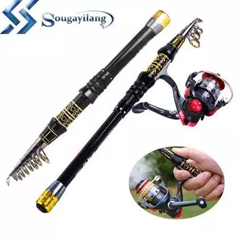 Портативная мини-выдвижная удочка, рыболовная катушка, комбинированная катушка, набор карбоновых удочек, рыболовные снасти