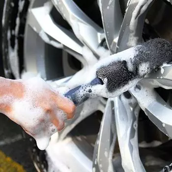 Портативная мойка автомобиля из микрофибры, щетка для обода колеса автомобиля, чистка колес автомобиля с пластиковой ручкой, очиститель для автоматической мойки оранжевый