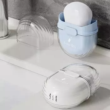 Портативная мыльница с отверстием для слива воды, дорожная мыльница, контейнер для мыла с крышкой, водонепроницаемый пластиковый ящик для хранения мыла синий
