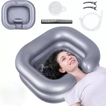 Портативная надувная чаша для мытья волос для лежачих инвалидов, раненых, ванна для мытья волос для дредов и домашняя раковина серый