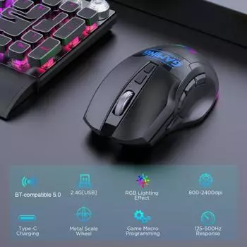 Портативная офисная мышь емкостью 600 мАч с металлическим колесом с управлением от ПК