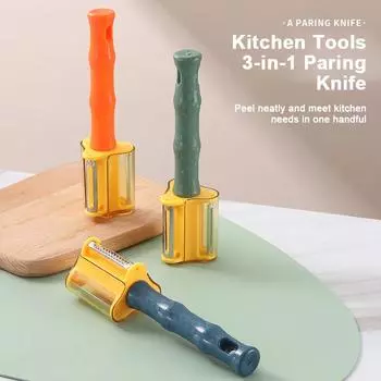 Портативная овощечистка для фруктов и овощей Три в одном из нержавеющей стали, ручной нож для чистки картофеля, домашний кухонный инструмент, дропшиппинг оранжевый