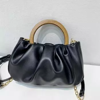 Портативная плиссированная сумка-облако с деревянной ручкой, плиссированная сумка через одно плечо, новая