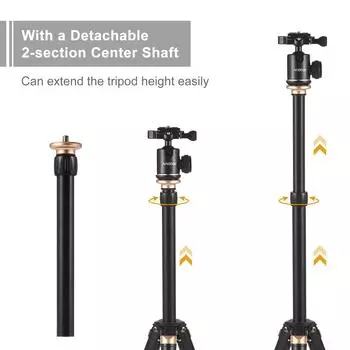 Портативная подставка для штатива Andoer из алюминиевого сплава, вращающаяся на 360 градусов шаровая головка, нагрузка 5 кг/11 фунтов Rotating Locks