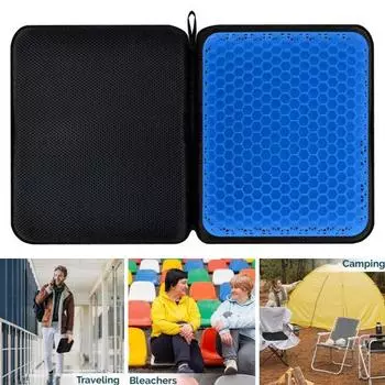 Портативная подушка для сиденья из геля TPE, для облегчения боли при сидячем положении, дышащая, моющаяся, для кемпинга, садовой скамьи, для путешествий, для сидения самолета, складная подушка для сиденья синий/чёрный