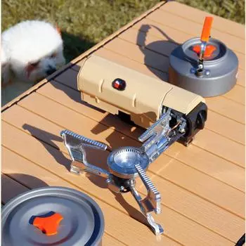 Портативная походная кассетная горелка, складная газовая горелка, бутановая горелка 2600 Вт с сумкой для переноски, наружное электронное оборудование для зажигания