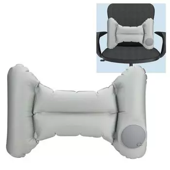 Портативная поясничная подушка, воздушная подушка, складная, для работы за столом, для дальних поездок, уменьшает нагрузку (Серый)