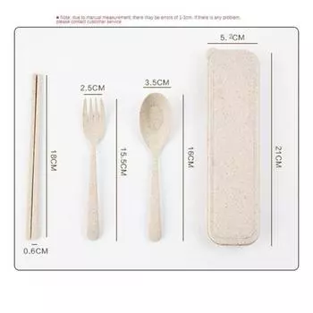 Портативная посуда из 4 предметов, здоровые экологически чистые столовые приборы из пшеничной соломы, многоразовый набор палочек, вилок, ножей и ложек розовый