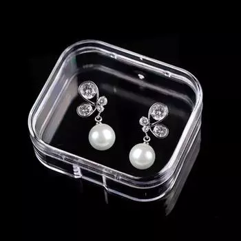 Портативная прозрачная коробка для хранения, органайзер для ожерелья и колец, прямоугольный держатель для пуховки Clear