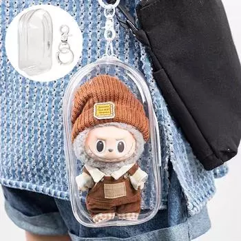 Портативная прозрачная сумка для хранения игрушек персонажей, всесторонне защищенная сумка для хранения кукол Лабубу для фанатов