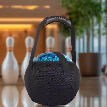 Портативная сетчатая сумка для боулинга, одинарная сумка для боулинга с усиленной ручкой чёрный